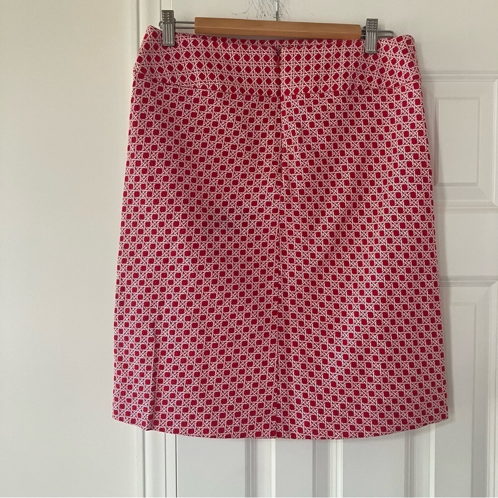 Talbots Red and White Basketweave Pencil Skirt (8) - Picture 2 of 4